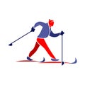 Skier, color icon on white background