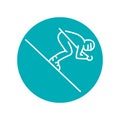 Skier color line icon. Skiing in winter Alps.