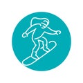 Skier color line icon. Skiing in winter Alps.