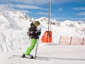 Skier considers skier slopes. Obergurgl. Austri