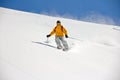 Skier in deep powder, extreme freeride