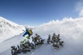 Skier in deep powder, extreme freeride - austria.