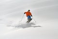 Skier in deep powder, extreme freeride