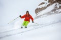 Skier freerides at offpiste slope