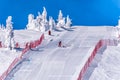 Skier getting ready to ski down the Steep Speed skiing slope at Velocity Challenge and FIS Speed Ski World Cup Race at Sun Peaks Royalty Free Stock Photo