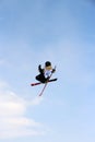 Skier going off a big jump in hanazono park Royalty Free Stock Photo