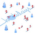 Skier has left a trace in the form of word `Holidays` Royalty Free Stock Photo