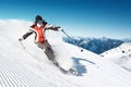 Skier in hight mountain Royalty Free Stock Photo