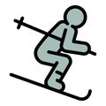 Skier icon, outline style