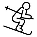 Skier icon, outline style