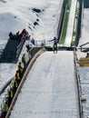 Ski jumper at taking off Royalty Free Stock Photo