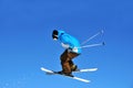 Skier jumping backwards Royalty Free Stock Photo