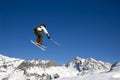 Skier jumping high in the air Royalty Free Stock Photo