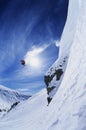 Skier Jumping From Mountain Ledge Royalty Free Stock Photo