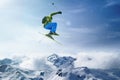 Skier jumps in the Mountains