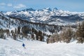 Skier on Mammoth Mountain enjoys great views Royalty Free Stock Photo