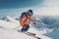 Skier mountains snow cool. Generate Ai