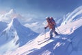 Skier mountains snow. Generate Ai