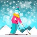 Skier with Mountins on Backraund. Royalty Free Stock Photo