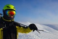Skier on a peak Royalty Free Stock Photo