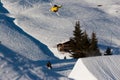 Skier performing a freestyle jump