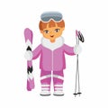 Skier in a purple suit Royalty Free Stock Photo