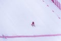 Skier racing down the Steep Speed skiing slope at Velocity Challenge and FIS Speed Ski World Cup Race at Sun Peaks Ski Resort Royalty Free Stock Photo