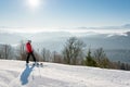 Skier resting on top of the mountain Royalty Free Stock Photo