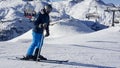 Ski slope the snow,helmet chrome background Royalty Free Stock Photo