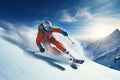 Skier skiing downhill in high mountains.Generative AI Royalty Free Stock Photo