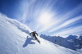 Skier Skiing On Mountain Slope Royalty Free Stock Photo