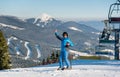 Skier skiing in the mountains Royalty Free Stock Photo