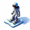 Hyper-realistic 8-bit Snowboarding Pixel Art On White Background