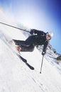 Man skiing on Swiss slopes Royalty Free Stock Photo