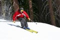 Skier on a slope Royalty Free Stock Photo