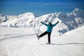 A skier on slope in European ski resort Royalty Free Stock Photo