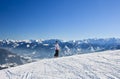 Skier on the slope ski resort Austrian Royalty Free Stock Photo