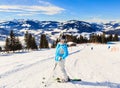 Skier on the slopes of the ski resort Hopfgarten, Tyrol Royalty Free Stock Photo