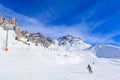 Skier on the slopes of the ski resort of Meribel Royalty Free Stock Photo