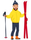 Skier standing with skis