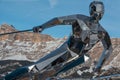 Skier Statue, Sculpture Made with Mirrors and Italian Dolomites