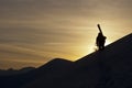 Skier and sunset Royalty Free Stock Photo