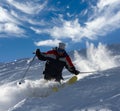 Skier tearing at full speed Royalty Free Stock Photo