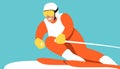 Skier, vector illustration, flat style, profile Royalty Free Stock Photo