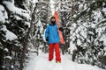 Skier walking on snow covered mountains Royalty Free Stock Photo