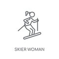 Skier Woman linear icon. Modern outline Skier Woman logo concept