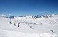 Skiers on Alpine ski slope