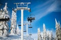 Skiers on the Attridge Chair at Silver Star Mountain