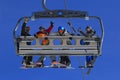 Skiers in chair lift Royalty Free Stock Photo