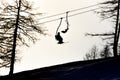 Skiers on chairlift